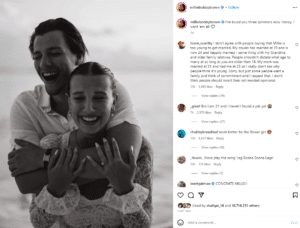 Milly Bobby Brown with her fiance, Jake Bongiovi who she got engaged to 